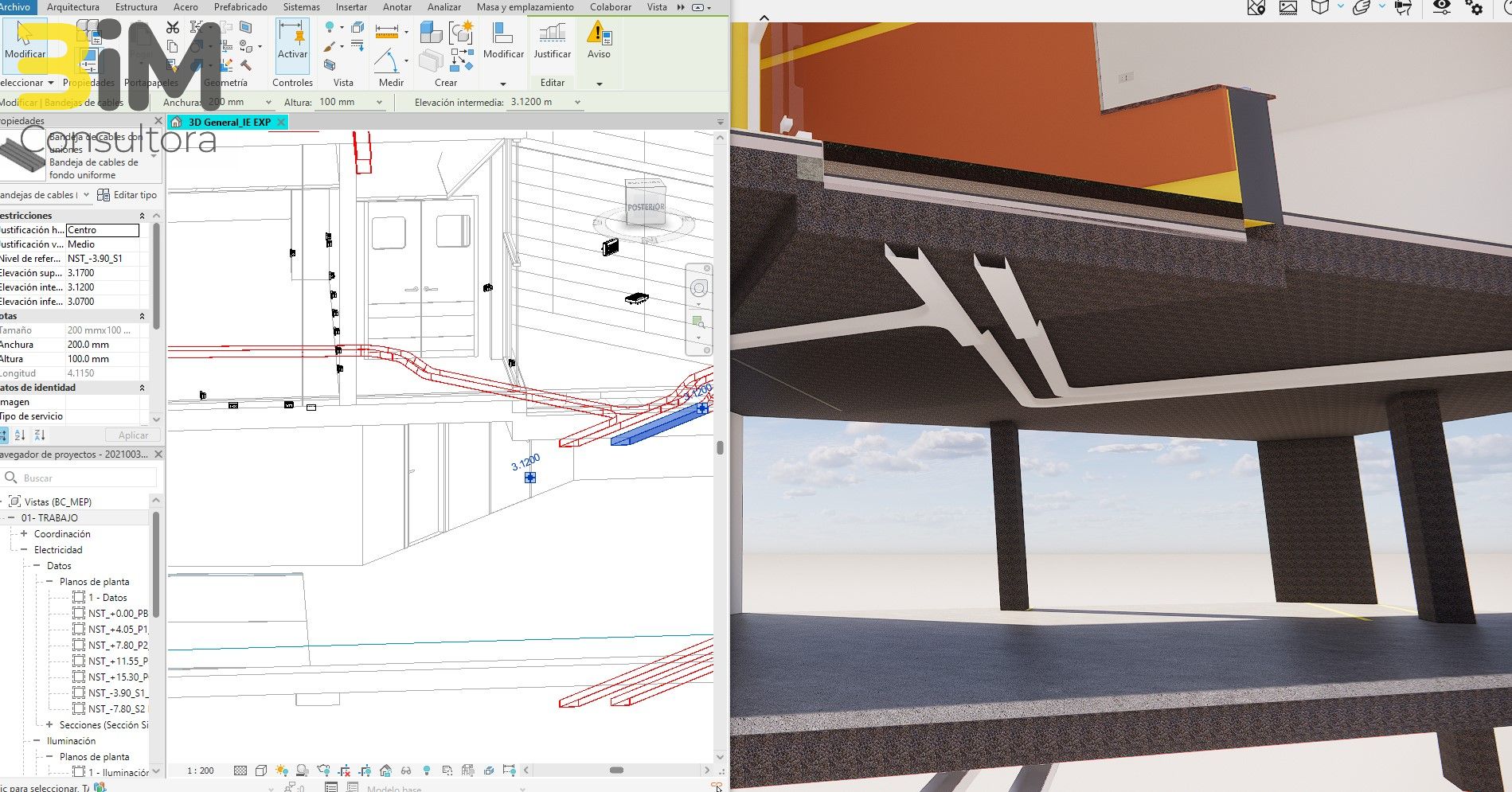 Vista del modelo BIM MEP